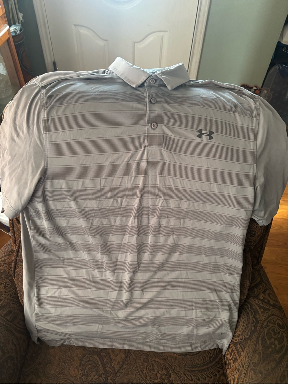 Under Armour Men's Light Gray Striped Performance Polo